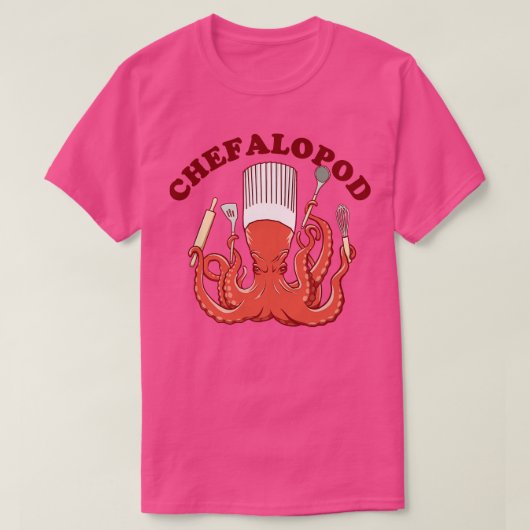 Chefalopod Octopus Keuken Chef T-shirt (Design voorkant)