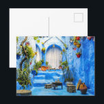 Chefchaouen Blue City Marokko Oil Painting Boho Feestdagenkaart<br><div class="desc">Chefchaouen Blue City, Marokkaanse olieverschilderende Bohemen-reiskunst</div>