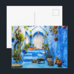 Chefchaouen Blue City Marokko Oil Painting Boho Feestdagenkaart<br><div class="desc">Chefchaouen Blue City, Marokkaanse olieverschilderende Bohemen-reiskunst</div>