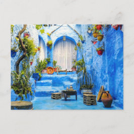 Chefchaouen Blue City Marokko Oil Painting Boho Feestdagenkaart