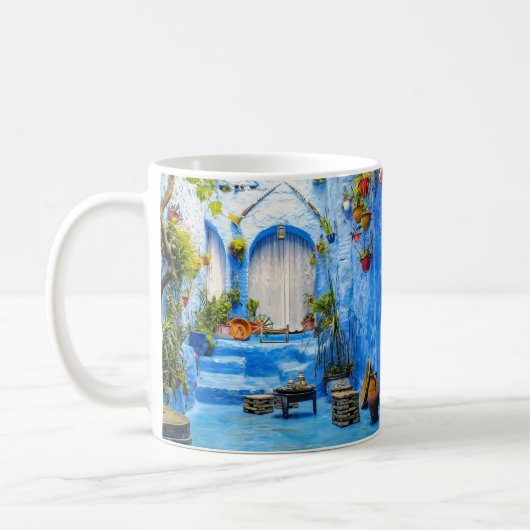 Chefchaouen Blue City Marokko Painting Bohemian Koffiemok (Links)