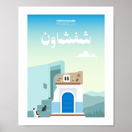 Chefchaouen City Morocco Illustration Poster (Voorkant)