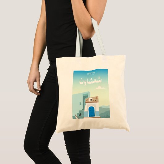 Chefchaouen Magic – Hand-Drawn Moroccan Tote Bag (Voorkant (product))