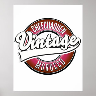 chefchaouen maroc vintage logo poster
