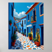 Chefchaouen Marokkaanse Blauwe Stad - Levendig Rei Poster (Voorkant)