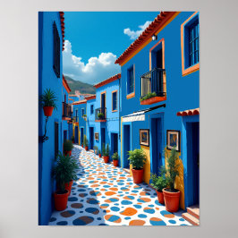 Chefchaouen Marokkaanse Blauwe Stad - Levendig Rei Poster