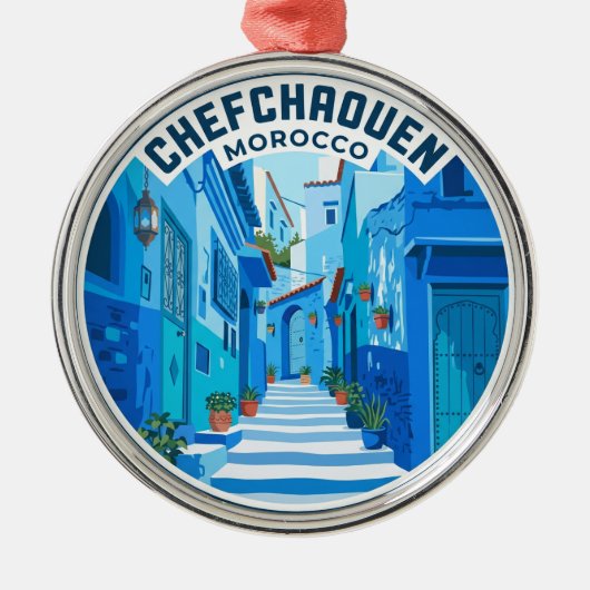 Chefchaouen Marokko Metalen Ornament (Voorkant)