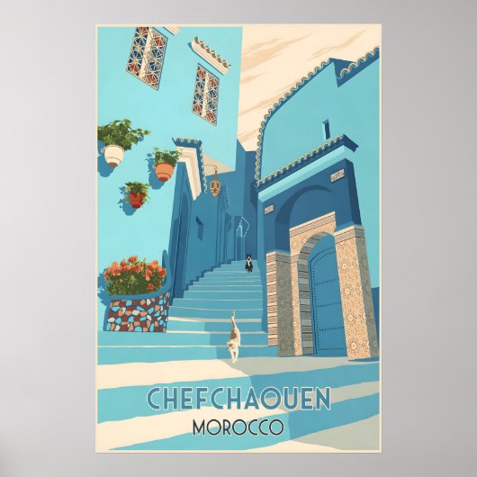 Chefchaouen Marokko Reisposter Poster (Voorkant)