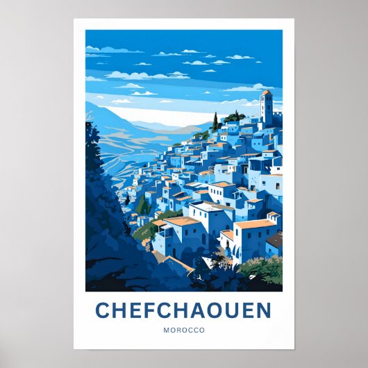 Chefchaouen Marokko Reisprint Poster (Voorkant)