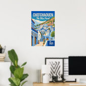 Chefchaouen Marokko Retro Reisposter Kunst Poster (Thuiskantoor)