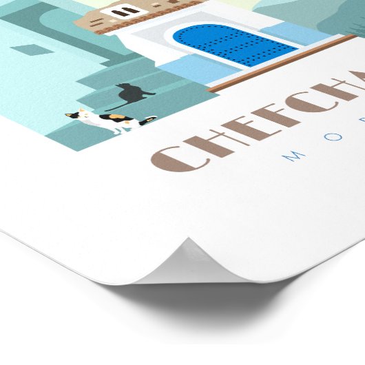 Chefchaouen stad marocco Skyline Poster (Hoek)