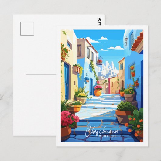 Chefchaoun Marokko vintage reisillustratie Briefkaart (Voorkant / Achterkant)