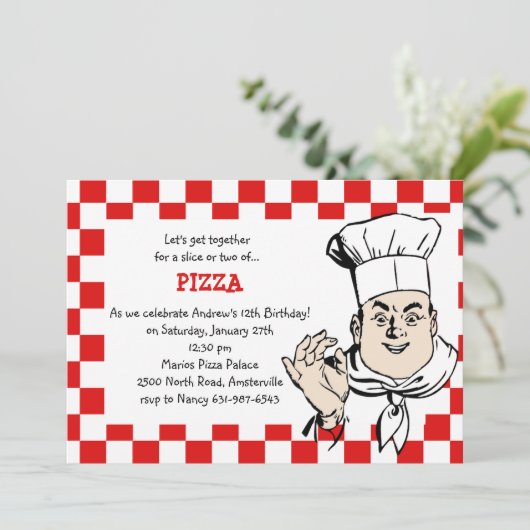 Chef's Check Birthday Party Invitation Kaart (Staand voorkant)