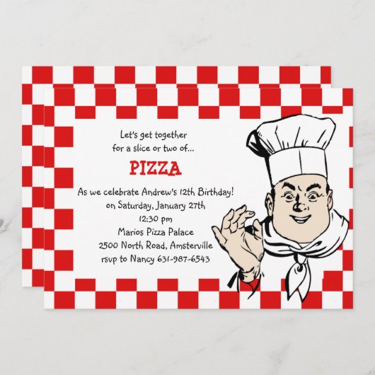 Chef's Check Birthday Party Invitation Kaart (Voorkant / Achterkant)