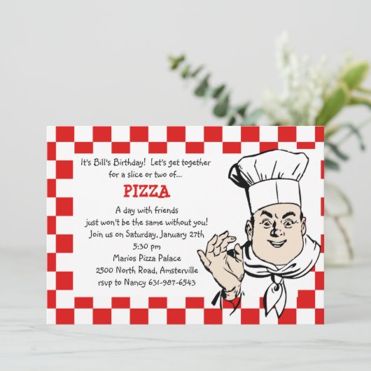 Chef's Check Invitation Kaart (Staand voorkant)