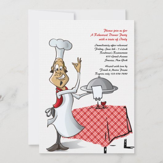 Chef's Choice Wedding Rehearsal Dinner Invitation Kaart (Voorkant)