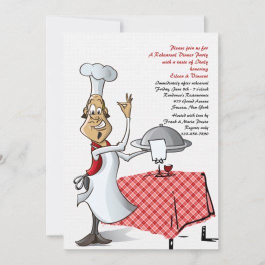 Chef's Choice Wedding Rehearsal Dinner Invitation Kaart (Voorkant)