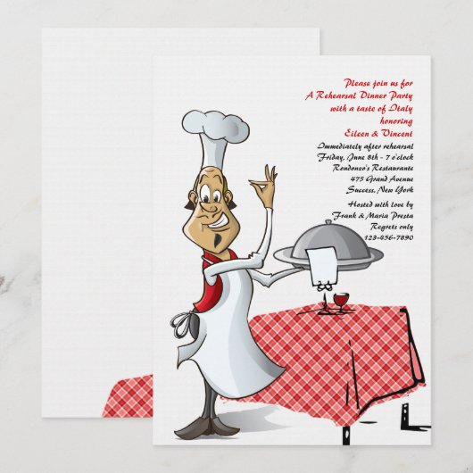 Chef's Choice Wedding Rehearsal Dinner Invitation Kaart (Voorkant / Achterkant)