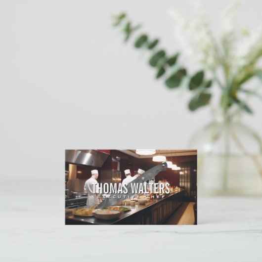 Chef's in de Keuken | Metalen Mes Visitekaartje (Staand voorkant)