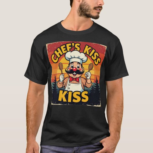 Chef's Kiss Funny Retro Cartoon Chef T-shirt (Voorkant)