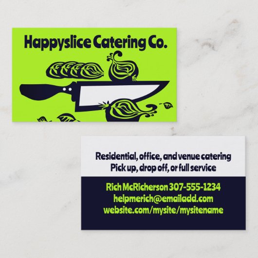 Chef's mes gesneden ui chef-kok koken biz kaarten visitekaartje (Voorkant / Achterkant)