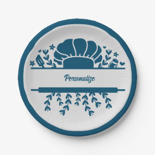 Chef's Pet Blue Grey Cook Personalized Party Papieren Bordje