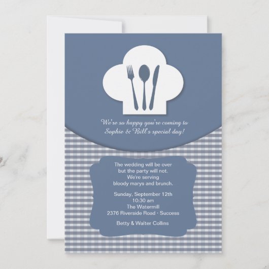 Chef's Pet (Blue) Post Wedding Brunch Invitation Kaart (Voorkant)