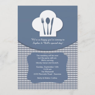Chef's Pet (Blue) Post Wedding Brunch Invitation Kaart
