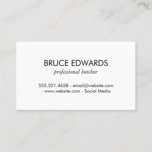 Chefs Pet Butcher Knife Visitekaartje (Achterkant)