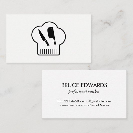 Chefs Pet Butcher Knife Visitekaartje (Voorkant / Achterkant)