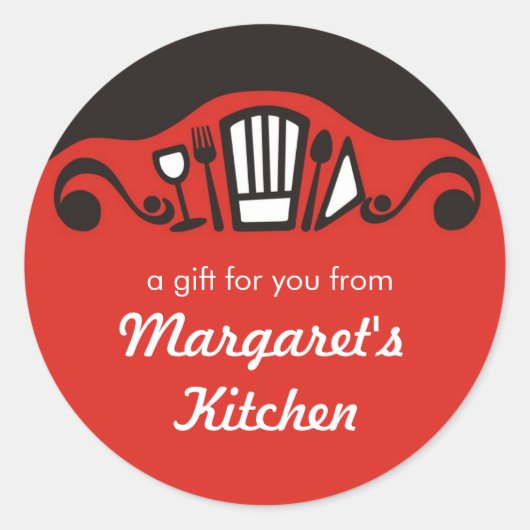 Chef's pet maakt gebruik van label keukenstickers (Voorkant)