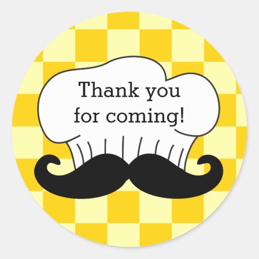 Chef's Pet Mustache Italiaans Pizza Party Dank u Ronde Sticker (Voorkant)
