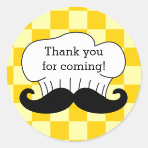 Chef's Pet Mustache Italy Pizza Party Dank je wel Ronde Sticker