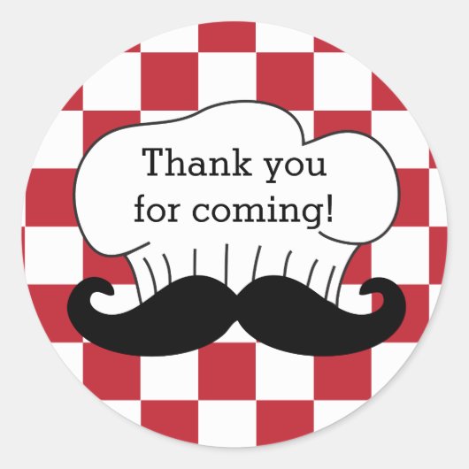 Chef's Pet Mustache Italy Pizza Party Dank je wel Ronde Sticker (Voorkant)
