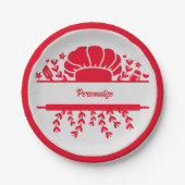 Chef's Pet Red Gray Cook Personalized Party Papieren Bordje (Voorkant)