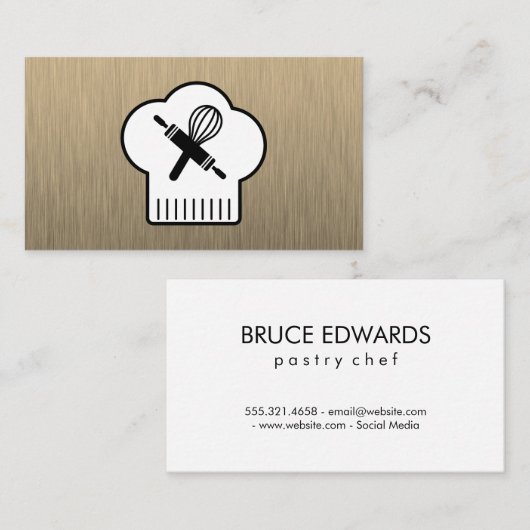 Chefs Pet Rolling Pin Whisk Visitekaartje (Voorkant / Achterkant)