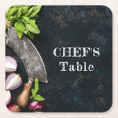 Chef's tafel rustiek koken food party kartonnen onderzetters (Voorkant)