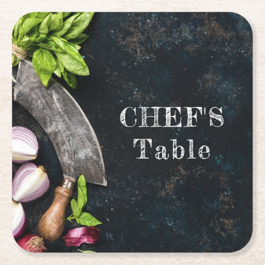Chef's tafel rustiek koken food party kartonnen onderzetters (Voorkant)