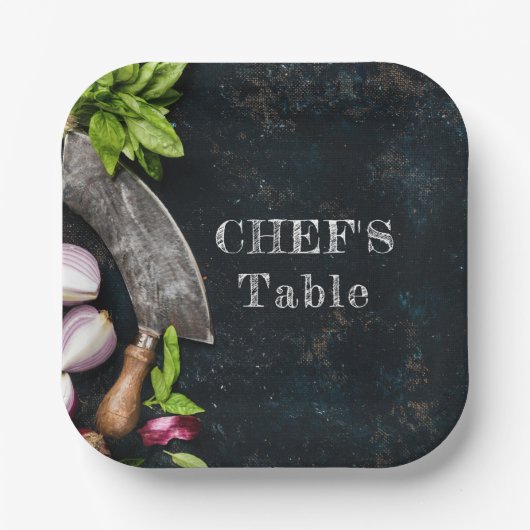 Chef's tafel rustiek koken food party papieren bordje (Voorkant)
