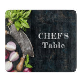 Chef's tafel rustieke koken voedsel tekst snijplank (Voorkant)