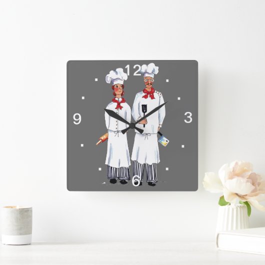 Chefs Wall Clock Vierkante Klok (Huis)