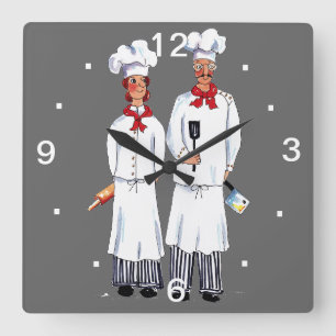 Chefs Wall Clock Vierkante Klok