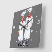 Chefs Wall Clock Vierkante Klok (Hoek)