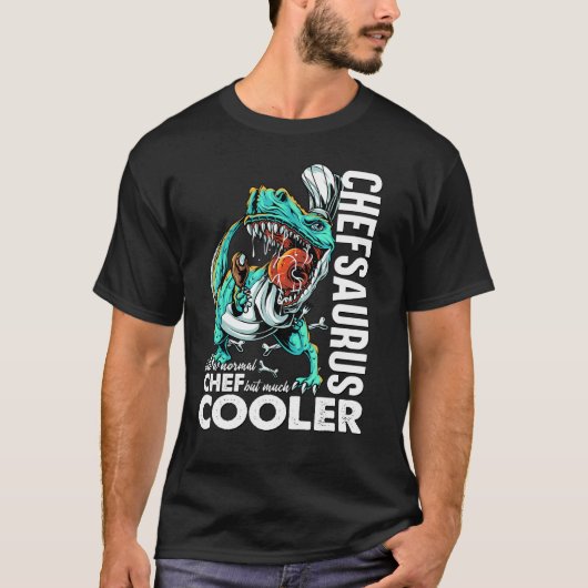 Chefsaurus T Rex Dinosaur Chef T-shirt Koken Grapp (Voorkant)