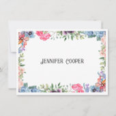 Cheful Flower Border Custom Name Notitiekaartje (Voorkant)