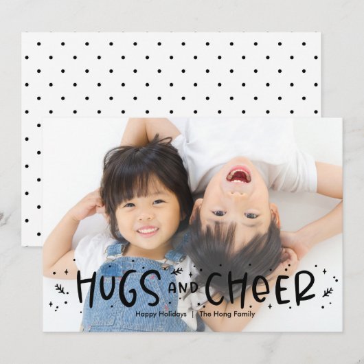 Cheful Hug Editable Color Holiday-fotokaart Feestdagenkaart (Voorkant / Achterkant)