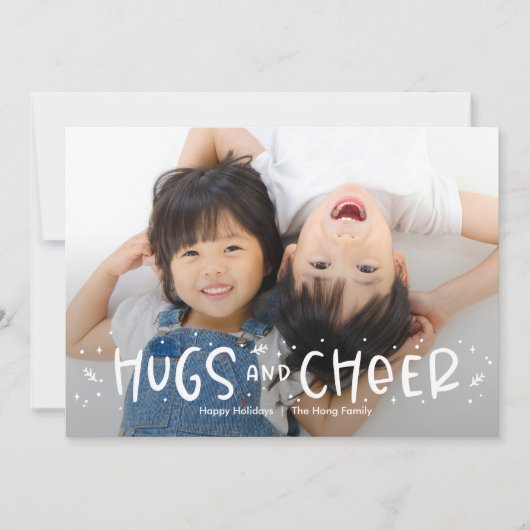Cheful Hug Editable Color Holiday-fotokaart Feestdagenkaart (Voorkant)