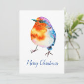 Cheful Kerstmis Robin Waterverf  Feestdagenkaart (Staand voorkant)