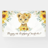 Cheful Oerwoud Lion Cub Sunflower Happy Birthday Spandoek (Horizontaal)