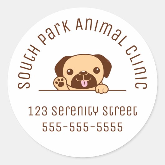 Cheful Pug Dog Peking boven Custom Text Ronde Sticker (Voorkant)